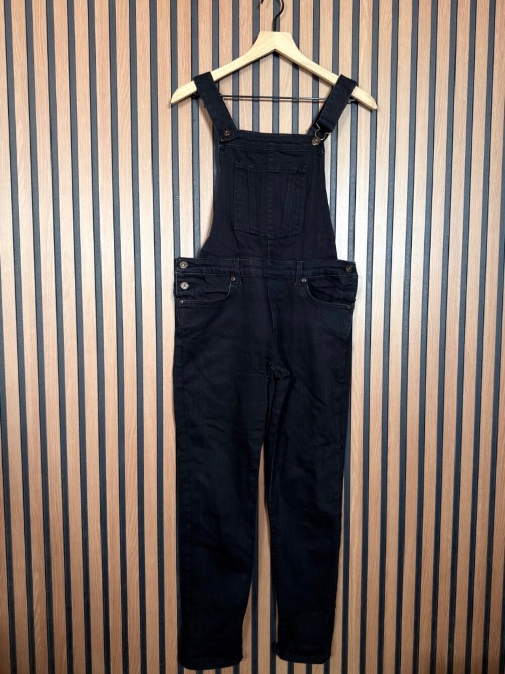 Naked & Famous Overalls Medium Womens Black One Piece Stretch Denim
